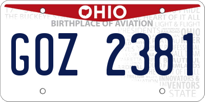 OH license plate GOZ2381