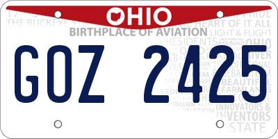 OH license plate GOZ2425
