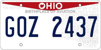OH license plate GOZ2437