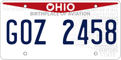 OH license plate GOZ2458