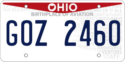 OH license plate GOZ2460