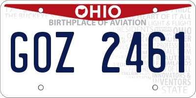 OH license plate GOZ2461