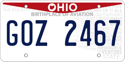 OH license plate GOZ2467