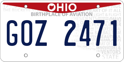 OH license plate GOZ2471