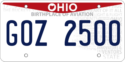OH license plate GOZ2500