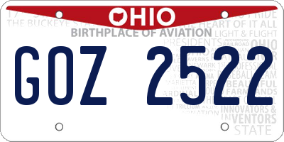 OH license plate GOZ2522