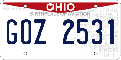 OH license plate GOZ2531