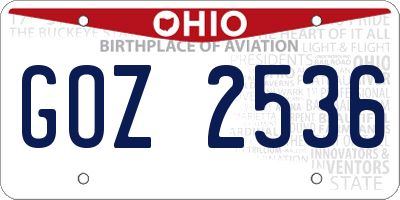 OH license plate GOZ2536