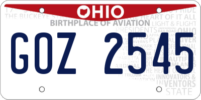 OH license plate GOZ2545