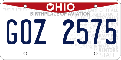 OH license plate GOZ2575