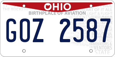 OH license plate GOZ2587