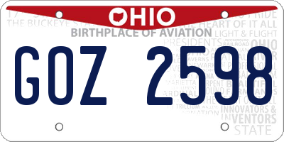 OH license plate GOZ2598
