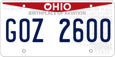 OH license plate GOZ2600