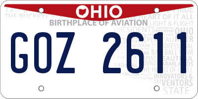 OH license plate GOZ2611