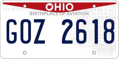 OH license plate GOZ2618