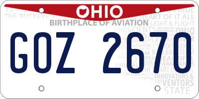 OH license plate GOZ2670