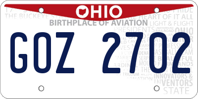 OH license plate GOZ2702