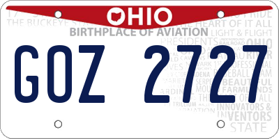 OH license plate GOZ2727