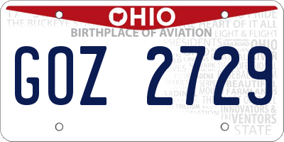 OH license plate GOZ2729