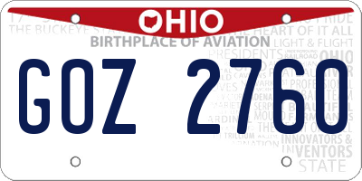 OH license plate GOZ2760