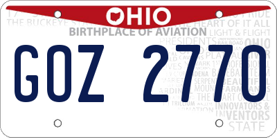 OH license plate GOZ2770