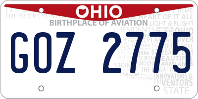 OH license plate GOZ2775