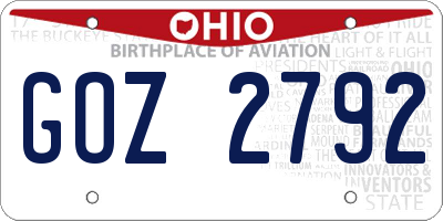 OH license plate GOZ2792