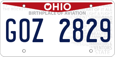 OH license plate GOZ2829
