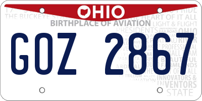 OH license plate GOZ2867