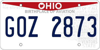OH license plate GOZ2873