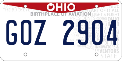 OH license plate GOZ2904