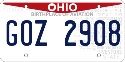 OH license plate GOZ2908