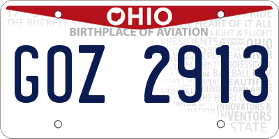 OH license plate GOZ2913