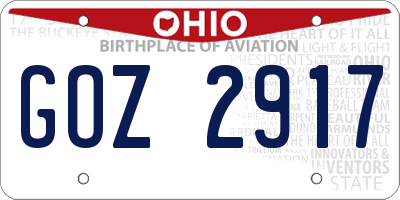 OH license plate GOZ2917