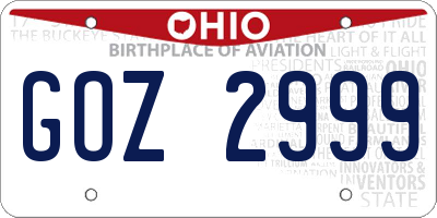 OH license plate GOZ2999
