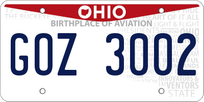 OH license plate GOZ3002