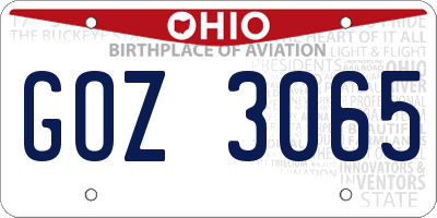 OH license plate GOZ3065