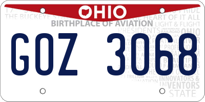 OH license plate GOZ3068