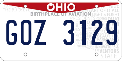 OH license plate GOZ3129