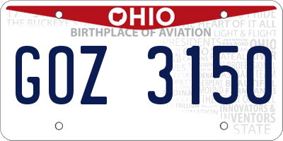 OH license plate GOZ3150