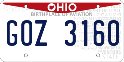 OH license plate GOZ3160