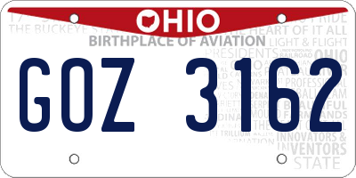 OH license plate GOZ3162
