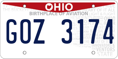 OH license plate GOZ3174