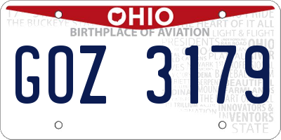 OH license plate GOZ3179