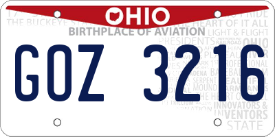OH license plate GOZ3216