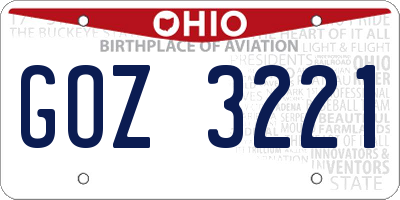 OH license plate GOZ3221