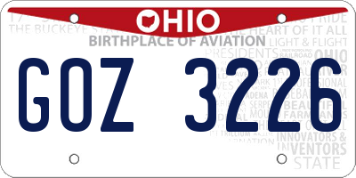 OH license plate GOZ3226