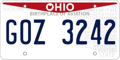 OH license plate GOZ3242