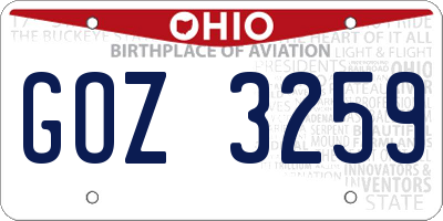 OH license plate GOZ3259