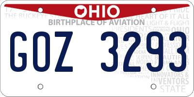OH license plate GOZ3293